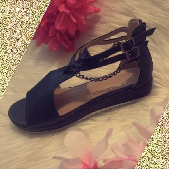 Shoes | Black Sandals W Chain Like New Only Worn Once | Poshmark display picture 2
